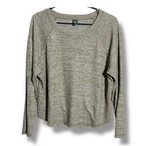Wild Fable Lightweight Neutral Tan/Beige Loose-Fit Crewneck Slight Crop Sweater